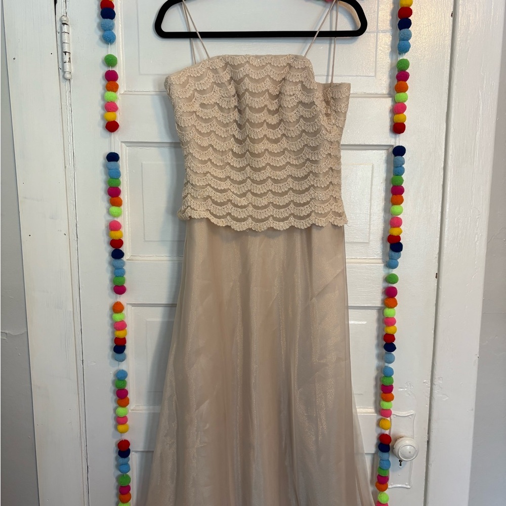 Vtg 90s Elegant Cream Dress